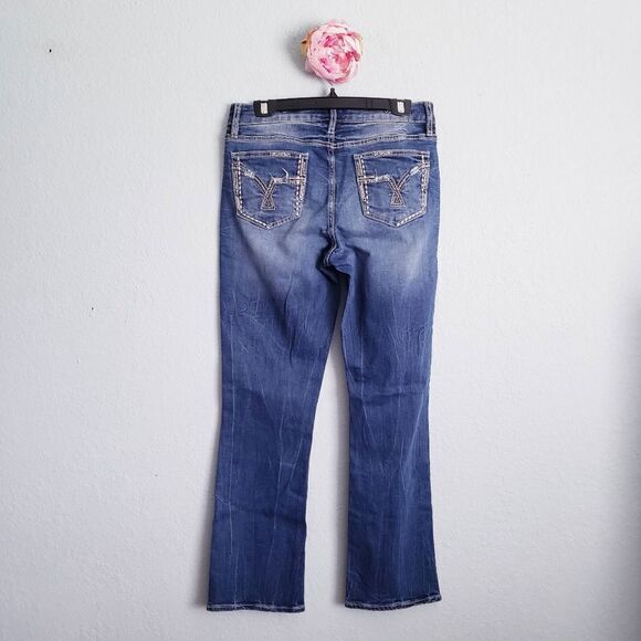 Vigoss Aged Dark Wash Slim Boot Jeans - Picture 6 of 9